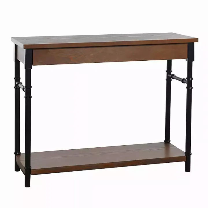 Brown Wood and Black Metal Ruth Console Table