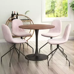 Brown Wood and Black Metal Bistro Dining Table