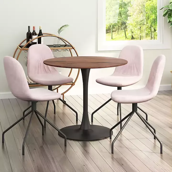 Brown Wood and Black Metal Bistro Dining Table