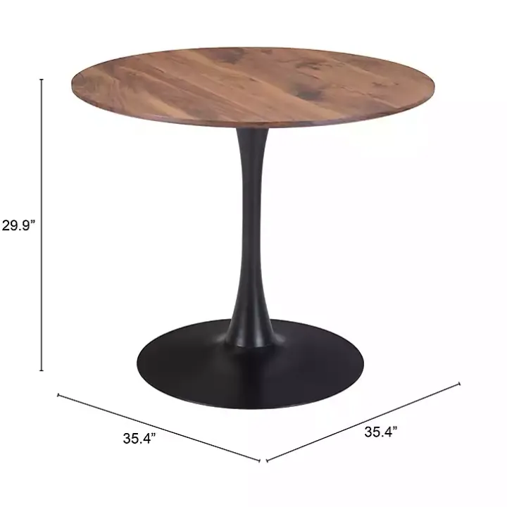 Brown Wood and Black Metal Bistro Dining Table