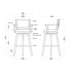 Brown Wood and Faux Leather Swivel Bar Stool