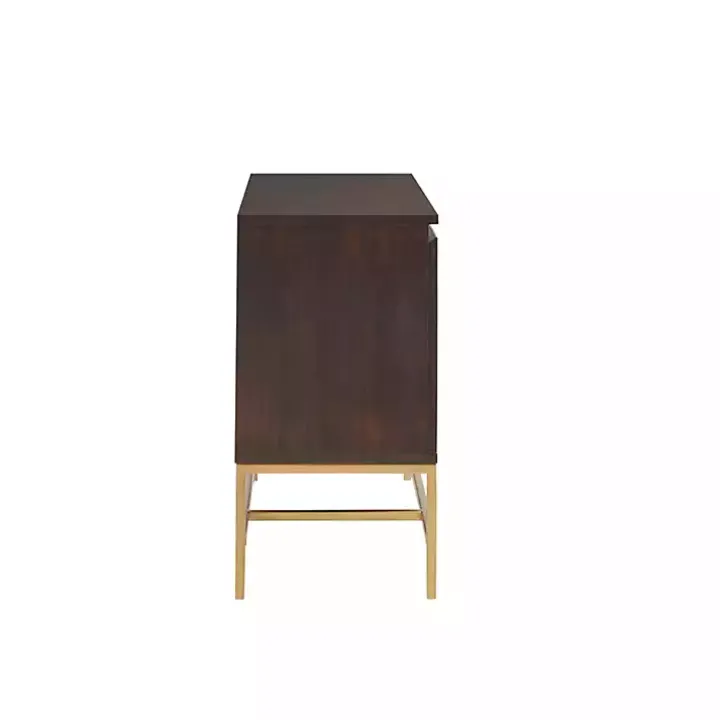 Brown Wood and Gold Martha Stewart Cabinet