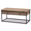Brown Wood and Metal 2-Drawer Coffee Table