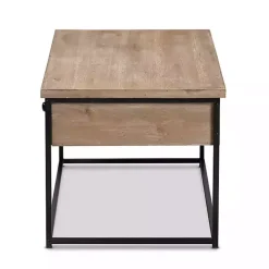 Brown Wood and Metal 2-Drawer Coffee Table