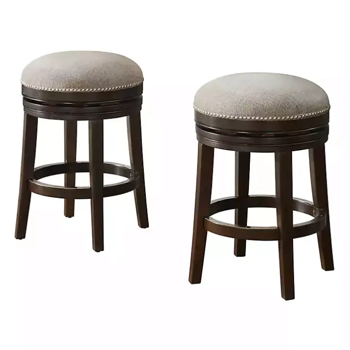 Brown Wood Backless Swivel 2-pc. Counter Stool Set