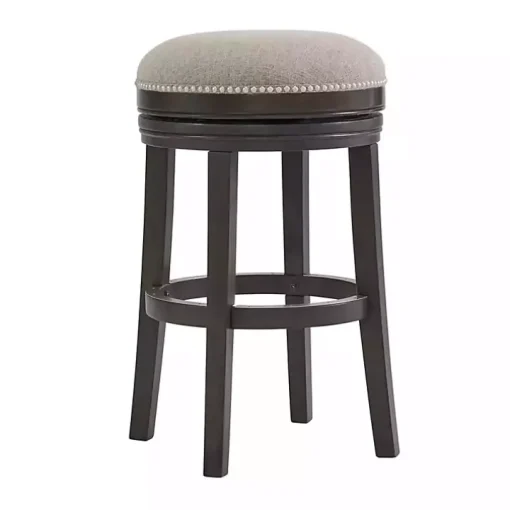 Brown Wood Backless Swivel 2-pc. Bar Stool Set