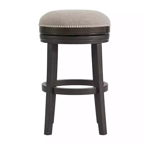 Brown Wood Backless Swivel 2-pc. Bar Stool Set