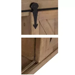 Brown Wood Barn Door 5-Shelf Wall Cabinet