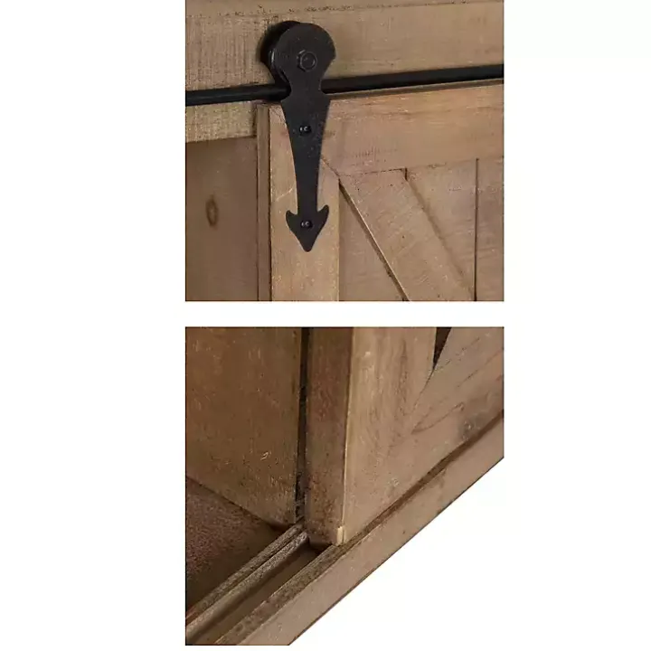 Brown Wood Barn Door 5-Shelf Wall Cabinet