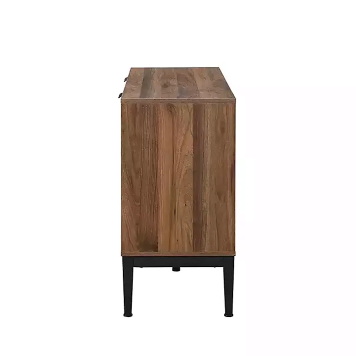 Brown Wood Chevron 4-Door Sideboard