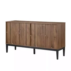 Brown Wood Chevron 4-Door Sideboard