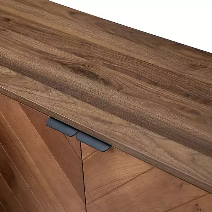 Brown Wood Chevron 4-Door Sideboard