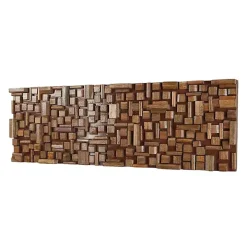 Brown Wood Geometric Block Wall Plaque, 36x12 in.