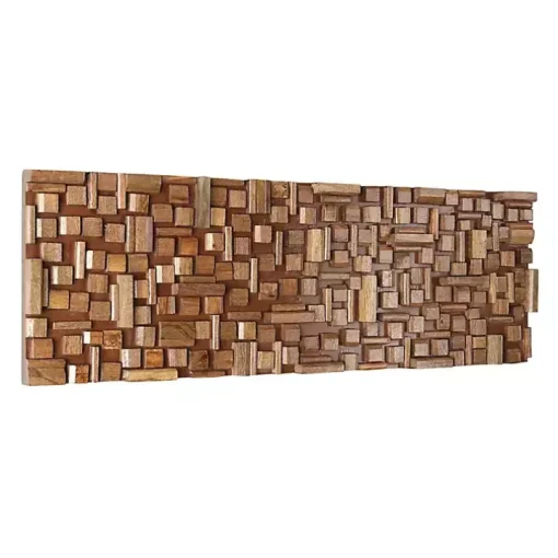 Brown Wood Geometric Block Wall Plaque, 36x12 in.