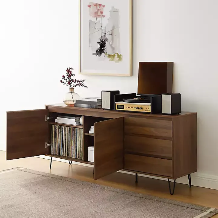 Brown Wood Hairpin Legs Media Cabinet