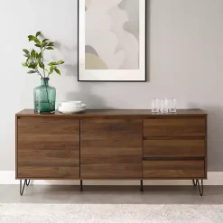 Brown Wood Hairpin Legs Media Cabinet