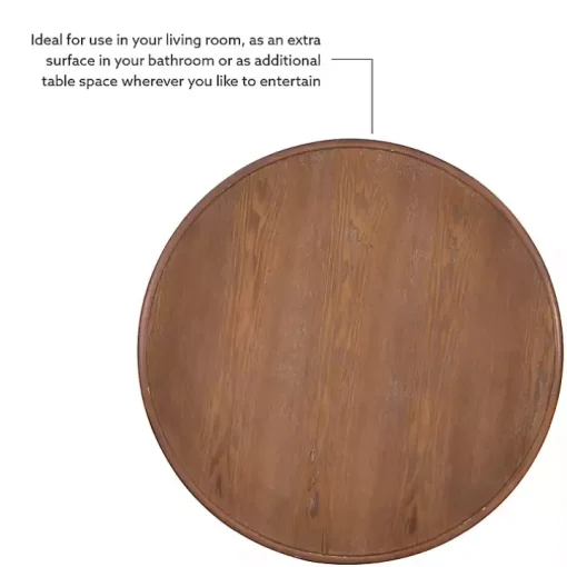 Brown Wood Round Base Side Table