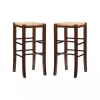 Brown Wood Seagrass Backless 2-pc. Bar Stool Set