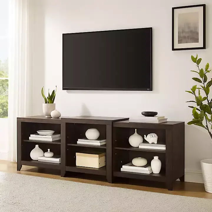 Brown Wood 6-Shelf Media Cabinet