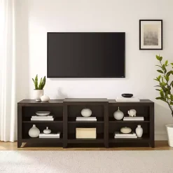 Brown Wood 6-Shelf Media Cabinet