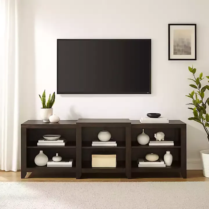 Brown Wood 6-Shelf Media Cabinet