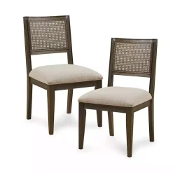 Brown Woven Back Dining Chairs, Set of 2