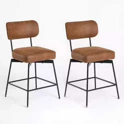 Brown Wyatt Swivel Counter Stools, Set of 2