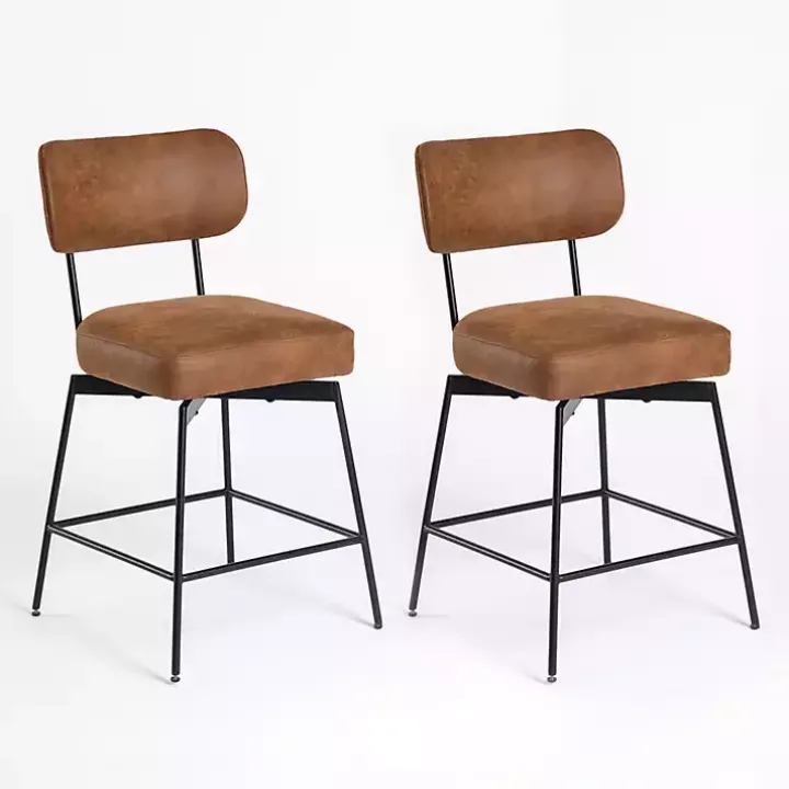 Brown Wyatt Swivel Counter Stools, Set of 2