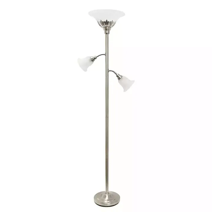 Brushed Nickel 3-Scallop Glass Floor Lamp