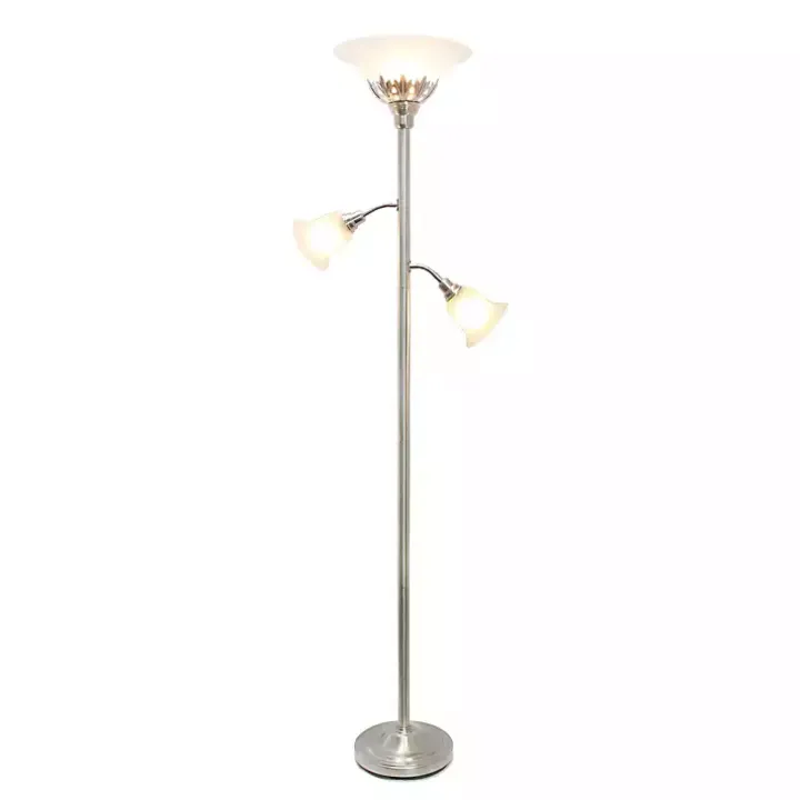 Brushed Nickel 3-Scallop Glass Floor Lamp