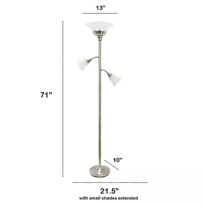 Brushed Nickel 3-Scallop Glass Floor Lamp