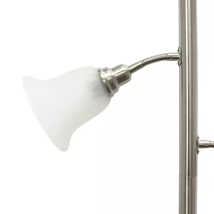 Brushed Nickel 3-Scallop Glass Floor Lamp