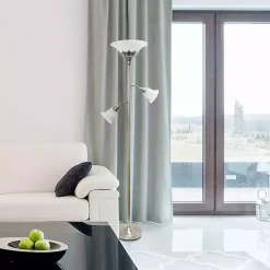 Brushed Nickel 3-Scallop Glass Floor Lamp