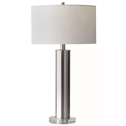 Brushed Steel Cylinder Table Lamp