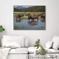 Buffalo Crossing Framed Canvas Art Print