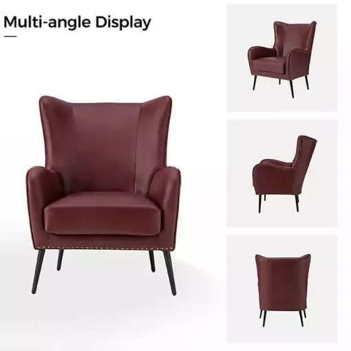 Burgundy Faux Leather Accent Chair