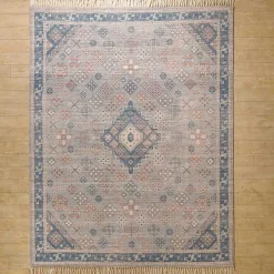Bylas Navy Medallion Area Rug, 5x8