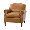 Camel Faux Leather Nailhead Taylor Armchair