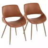 Camel Faux Leather Scooped Accent Chairs, Set of 2