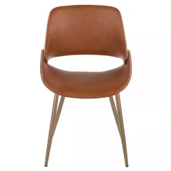 Camel Faux Leather Scooped Accent Chairs, Set of 2