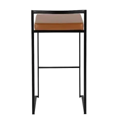 Camel Faux Leather Stackable Bar Stools, Set of 2