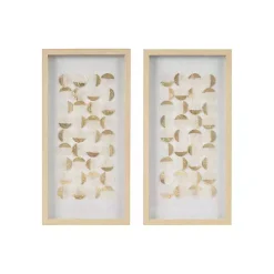Capiz Shells Emblem Framed Wall Plaques, Set of 2