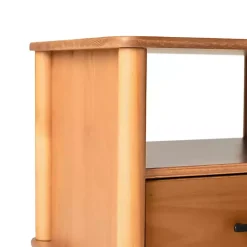 Caramel Brown Wood Cubby Nightstand