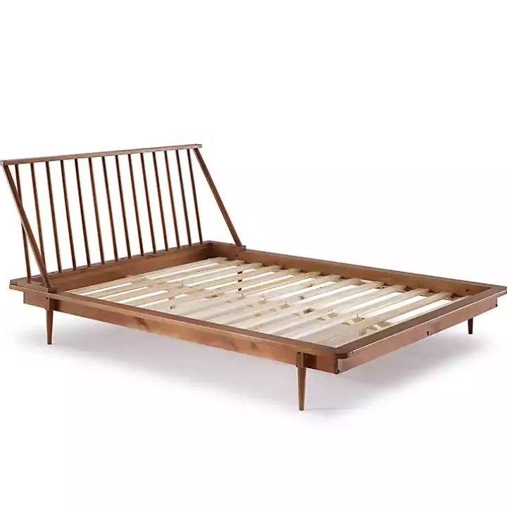 Caramel Mid-Century Modern Queen Bed Frame