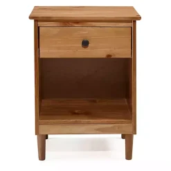 Caramel One-Drawer Wood Nightstand
