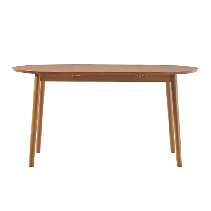 Caramel Wood Oval Dining Table with Leaf
