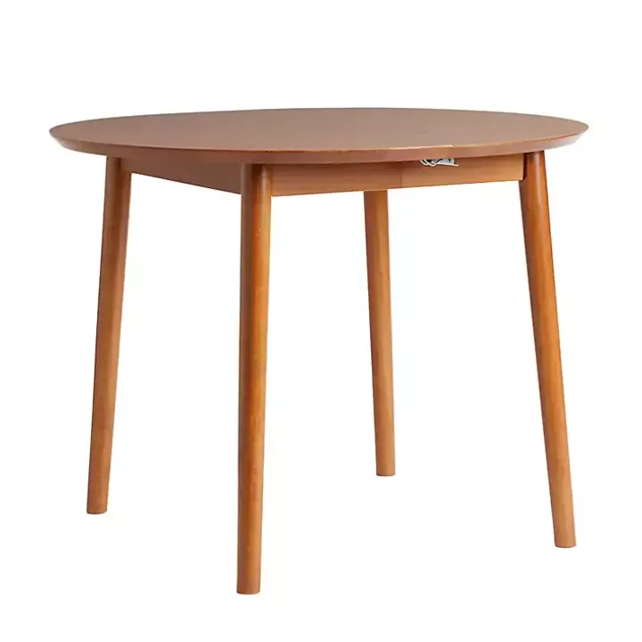Caramel Wood Oval Dining Table with Leaf