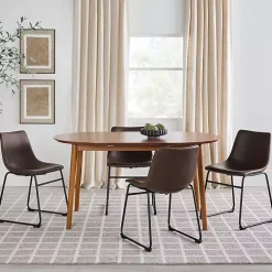 Caramel Wood Oval Dining Table with Leaf