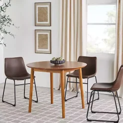 Caramel Wood Oval Dining Table with Leaf