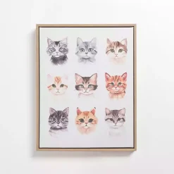 Cat Portraits Framed Canvas Art Print